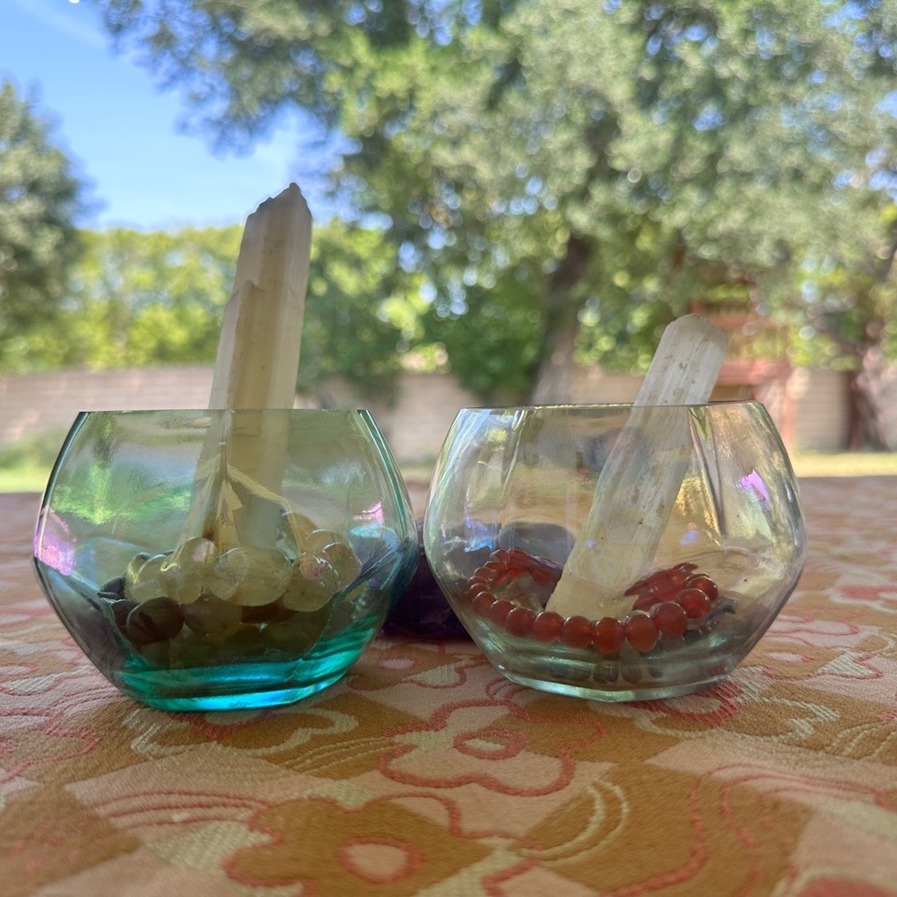 Glass Holographic Knick Knack Holders/Candle Holders